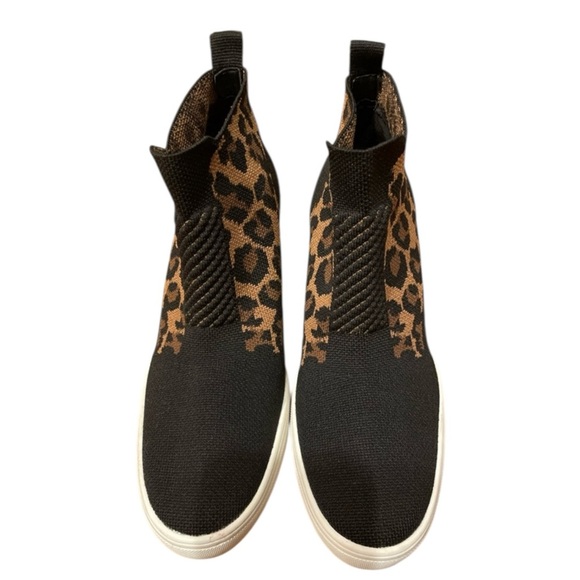 MIA Leopard Knit Wedge Ankle Bootie Slip On Women’s Size 9 Brown / Black NWOT - Picture 5 of 7